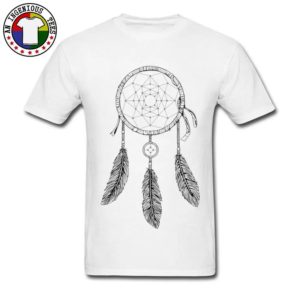 Dream Catcher White Crewneck T-Shirt NEW YEAR DAY Tops Shirts Short Sleeve Fashion Cotton Normal Tee Shirts Printed On Adult Dream Catcher White white