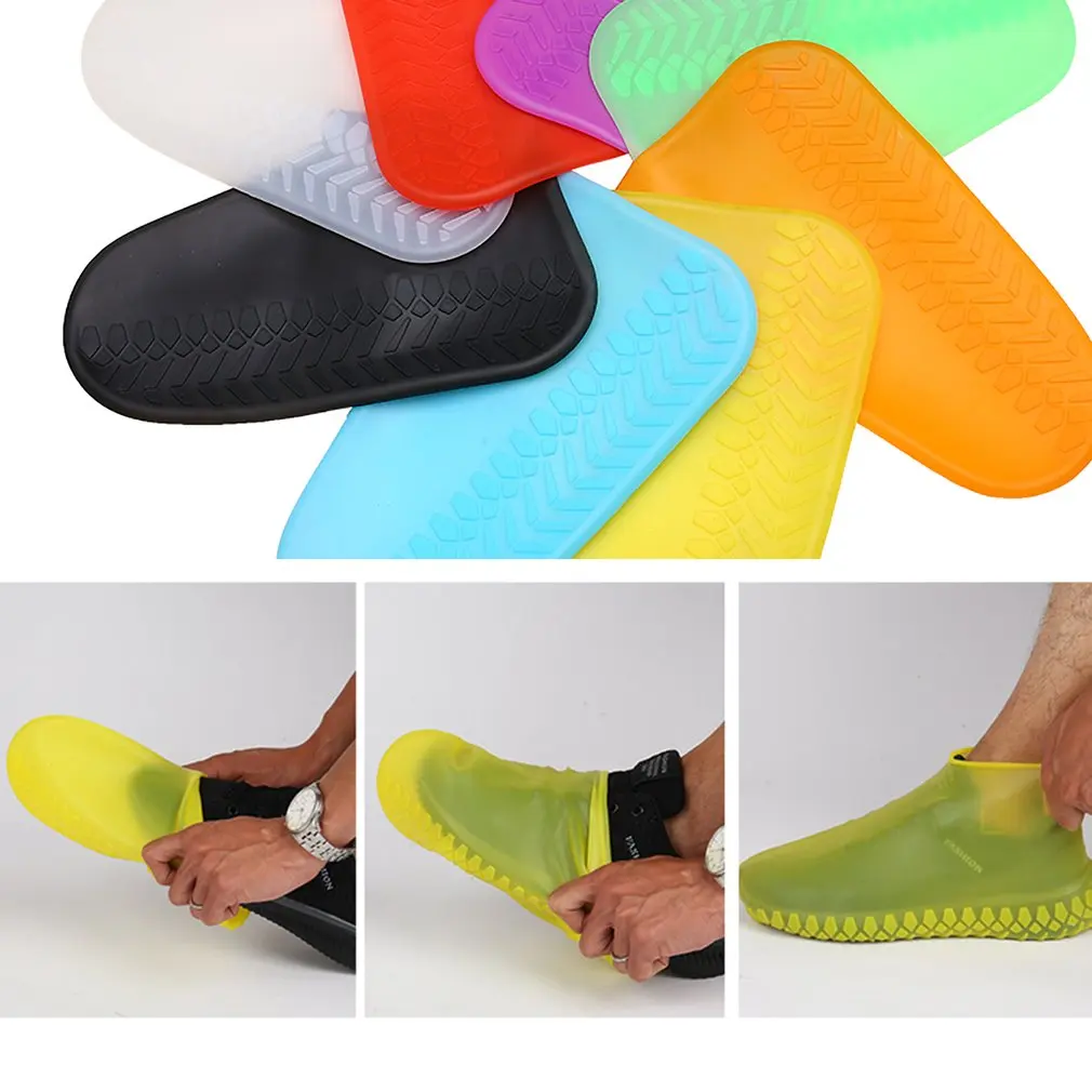 1 пара многоразовые латексные водонепроницаемая обувь Чехлы слип из этиленового пропилен-каучука сапоги для дождливой погоды, галоши аксессуары для обуви