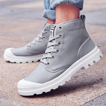 

2019 New Top Quality Canvas Men Boots Lace Up Male Canvas Shoe Ankle Cowboy Motorcycle Boots Fashion Military Desert