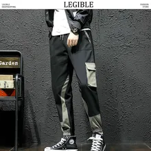Разборчивые мужские Лоскутные Спортивные штаны, мужские уличные брюки-карго, черные джоггеры, мужские хип-хоп модные брюки-карго, Комбинезоны