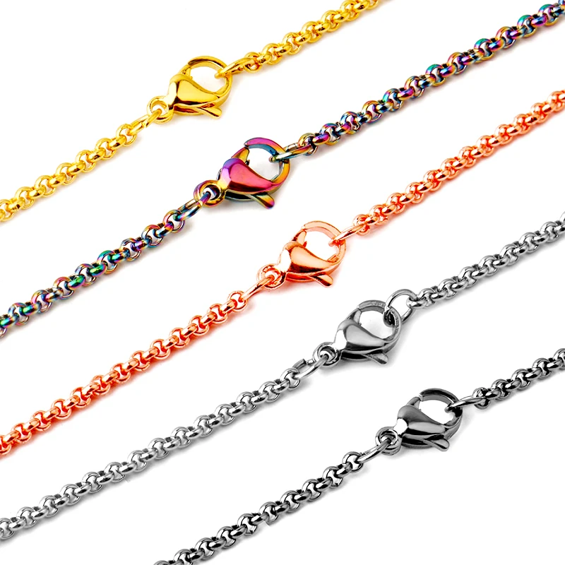 

2pcs 2019 Stainless Steel Chain 45cm Handmade Lobster Buckle Necklace Fashion Men Women DIY Jewelry Making Accessories Wholesale
