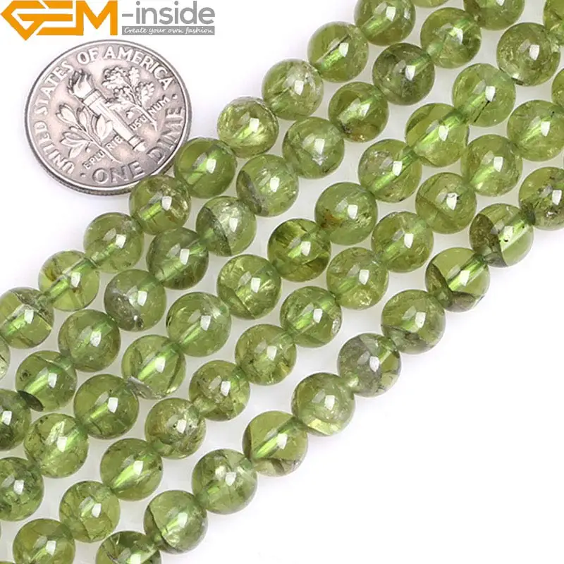 

7mm 8mm Round Green Natural Peridot Quartz Stone Semi Precious Beads DIY Loose Beads For Jewelry Making Strand 15 Inch