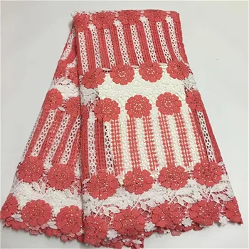 

2019 Latest African Swiss Voile Lace High Quality African Guipure Lace Fabric With Stones Embroidered Lace Fabric For Party