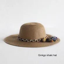 Шляпа сумка набор широкие поля, из соломы шапки Одна сумка на плечо для детей весенний Летний пляж& T8
