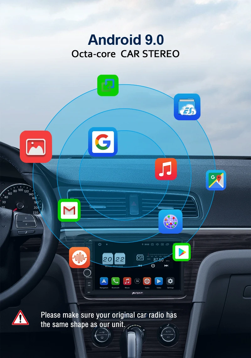 Excellent Pumpkin 4GB RAM 32GB ROM 2 Din7"Android 9.0 Universal Car Radio No DVD Player GPS Navigation Stereo Wifi Bluetooth DAB+ Headunit 1