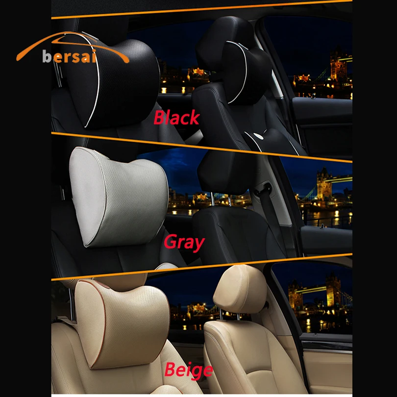 2pcs PU Soft Leather Racing Car Embroidery Neck Pillows Headrests For T New