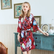 Китайский дамы шелковый халат новинка цветок атласный халат кафтан платье Сексуальная невесты халаты для невесты Ночная рубашка пижамы