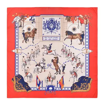

Vintage Royal Court Horse Print Imitated Silk Spring Square Women Scarf Shawl new