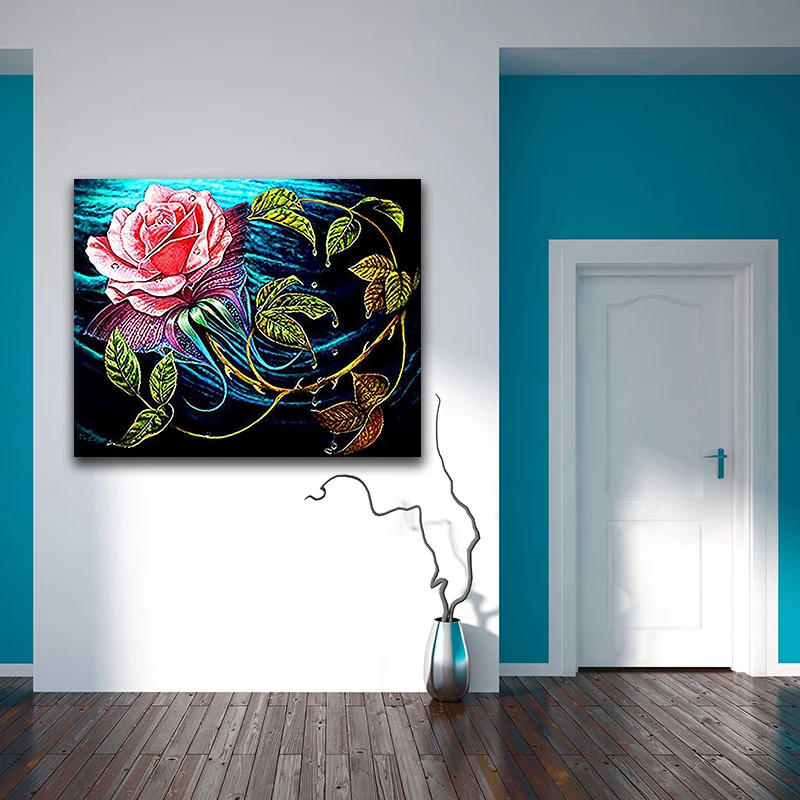 

DIY colorings pictures by numbers with colors Pink rose illustration picture drawing painting by numbers framed Home