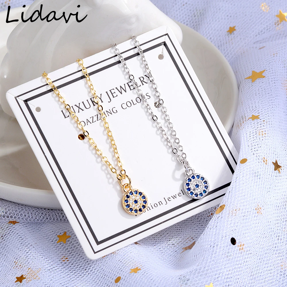 Lidavi 925 Sterling Silver Devil Eye Necklace Choker Mosaic Unique Blue Rhinestone For Women Wedding Jewelry Christmas Gifts New | Украшения