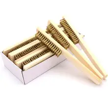 Manche en bois brosse métallique en laiton 6x16 rangées, brosse en cuivre pour appareils industriels, polissage de Surface/intérieur, brosse de nettoyage