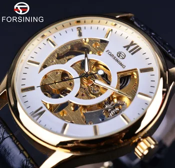 

Forsining Fashion Casual Design White Golden Case Men Watches Top Brand Luxury Clock Men Mechanical Watch Gold Watch Men Horloge