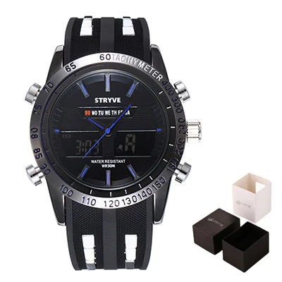 Relojes Man Sports Watch Stryve Brand Military Week Clock Waterproof Men Dual Display Quartz Digital Watch relogio masculino 