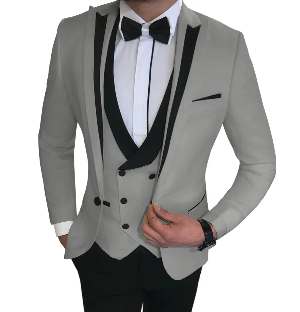 Men Suits 3 Pieces Slim Fit Leisure Groomsmen White Champagne Lapel Business Tuxedos for Formal Wedding(Blazer+Pants+Vest) Men Suits 3 Pieces Slim Fit Leisure Groomsmen White Champagne Lapel Business Tuxedos for Formal Wedding(Blazer+Pants+Vest)