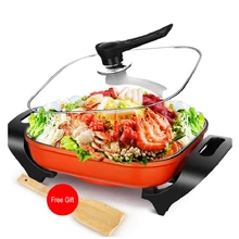 Оранжевый электрическая плита 4L емкость бытовой многоцелевой Электрический чайник поддержка выпекания жарки горячий горшок мульти плита