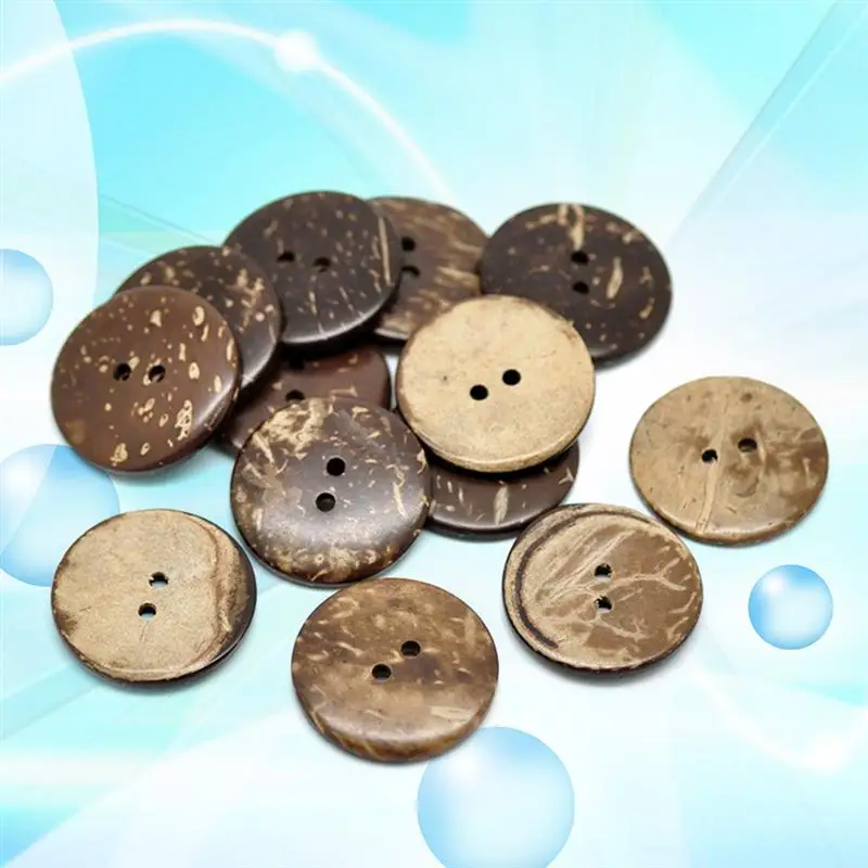 50PCS 2 Holes 15MM Round Green Wooden Coconut Buttons Coating Press Studs Snaps for Shirt Scrapbook Home Textile Sewing