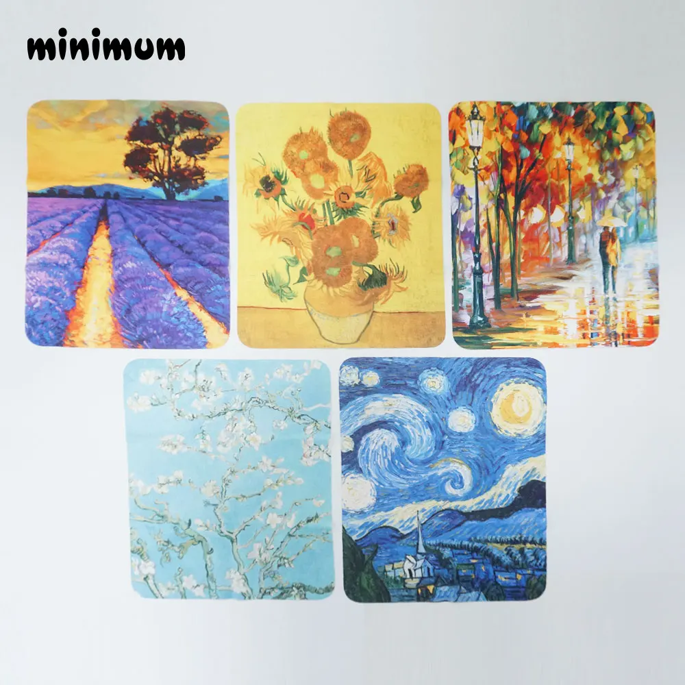 15pcs Retro oil painting Glasses Cloth Microfiber Clean Lens Dust Wiper Camera Screen Cleaner Soft Suede Deer skin flannelette (12)