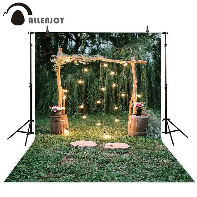 Allenjoy photography backdrop rustic Wedding glitter wood arch flower forest background photo studio photocall photophone shoot