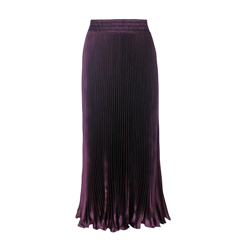 Bella philosophy, женская элегантная юбка, плиссированная, половина длины, летняя, высокая талия, металлическая, цветная, офисная, Женская юбка - Цвет: purple