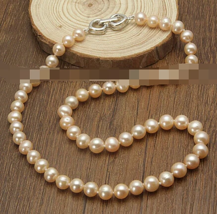 

0346 Round Cultured Freshwater Pink real pearl Necklace