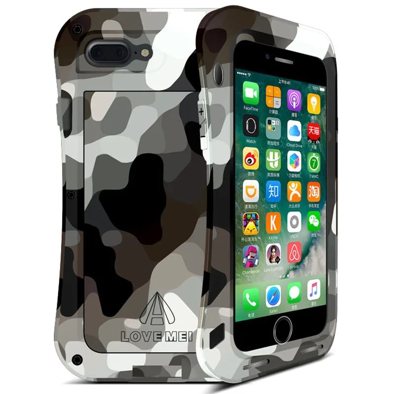 LOVE MEI камуфляжная маленькая Талия металлическая чехол для iPhone 7 8 7 Plus 8 Plus алюминиевая Броня противоударный чехол для iPhone7 7 Plus 8 Plus