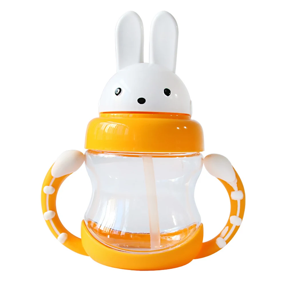

Rabbit Baby Cup Bottle with a Straw Learn Feeding Drinking Handle Kids Water Bottles Training Cup Child Boys Girls Drinker