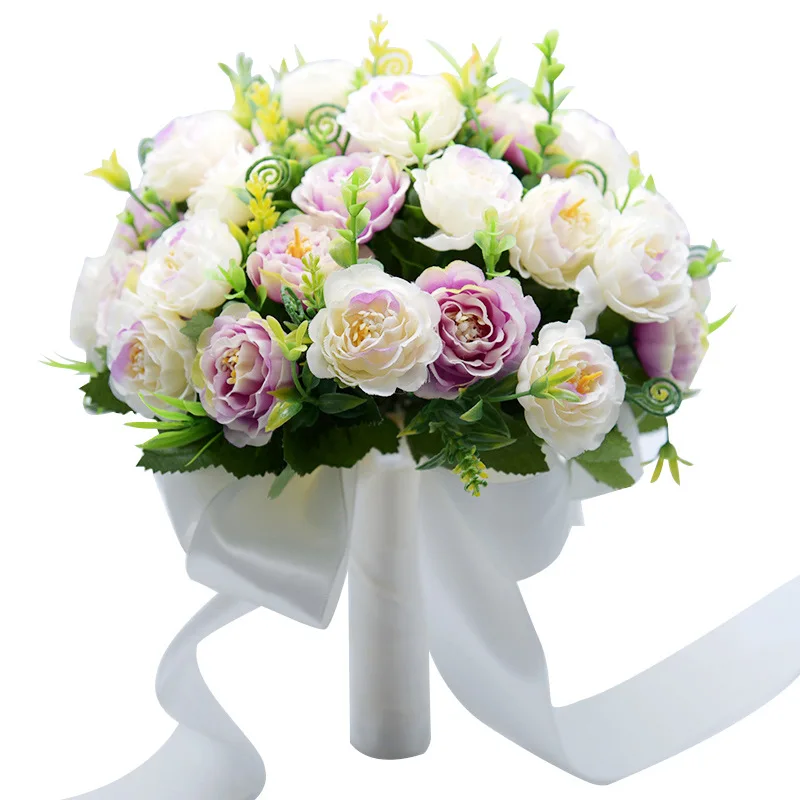 Kyunovia невесты цветы розовый Букеты Свадебные искусственный цветок buque casamento Свадебный букет для Свадебные украшения FE94