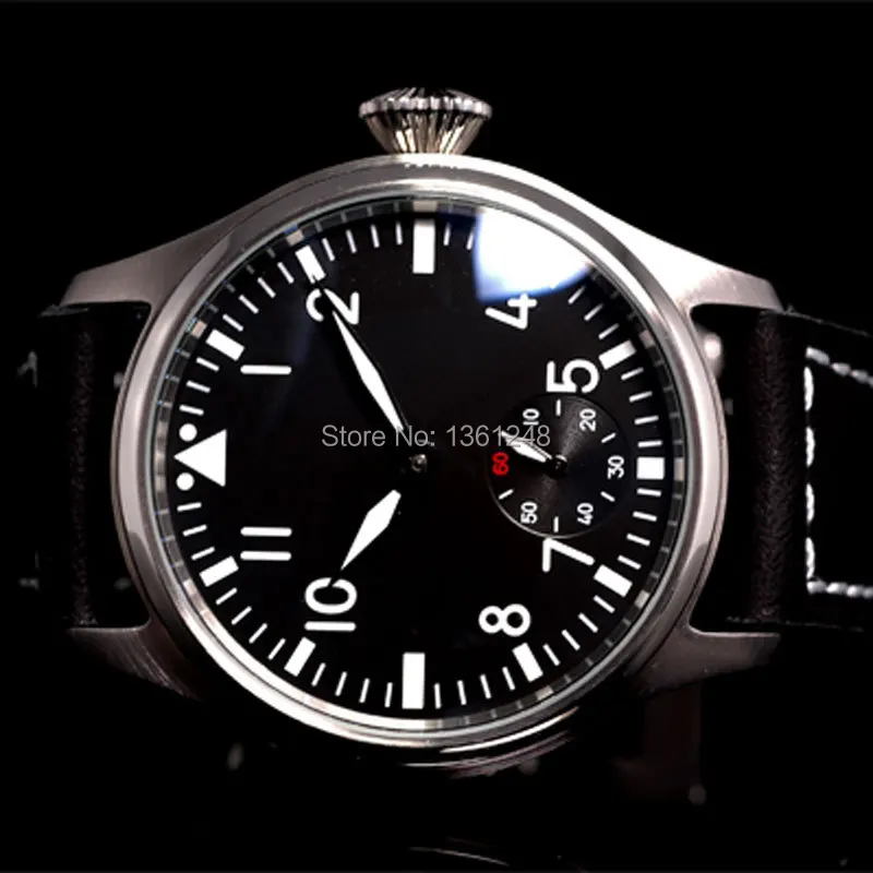 47 мм parnis черный стерильный циферблат светящийся ST 6498 механический ручной Ветер мужские наручные часы P92