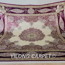 Yilong 10'x10' персидский squarre ковер фиолетовый бежевый изысканный турецкий oriental квадратный коврик(0926