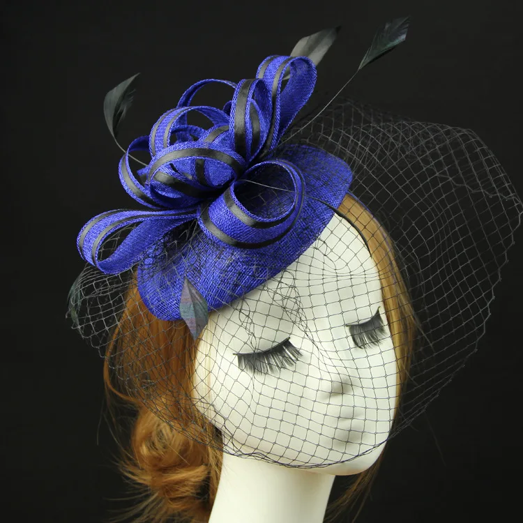 Чародейная шляпа Свадебная шляпа Femme Mariage шляпа-таблетка вечерние королевские шляпы церковные шляпы для черных женщин - Цвет: Blue