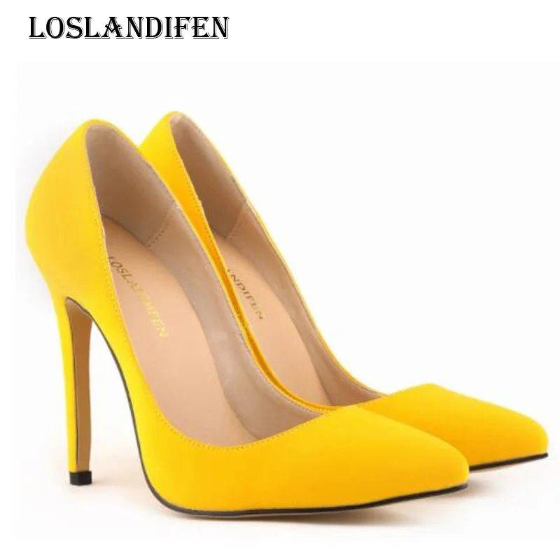 

Loslandifen Women Flock Sexy Pointed Toe Spring Autumn Office High Heels Shoes Ladies Fashion Plus Size 35-42 Evening Pumps