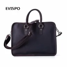 Top Grade Handmade Mens Real Crazy Horse Leather Briefcase Vintage Style Messenger Shoulder 14 inch Laptop Bag Case Handbag