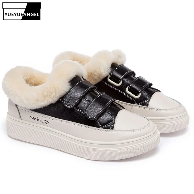 

2019 Winter Women Fur Lining Warm Loafers Thick Platform Casual Shoes Hook Loop Preppy Style Comfort Streetwear Zapatos De Mujer