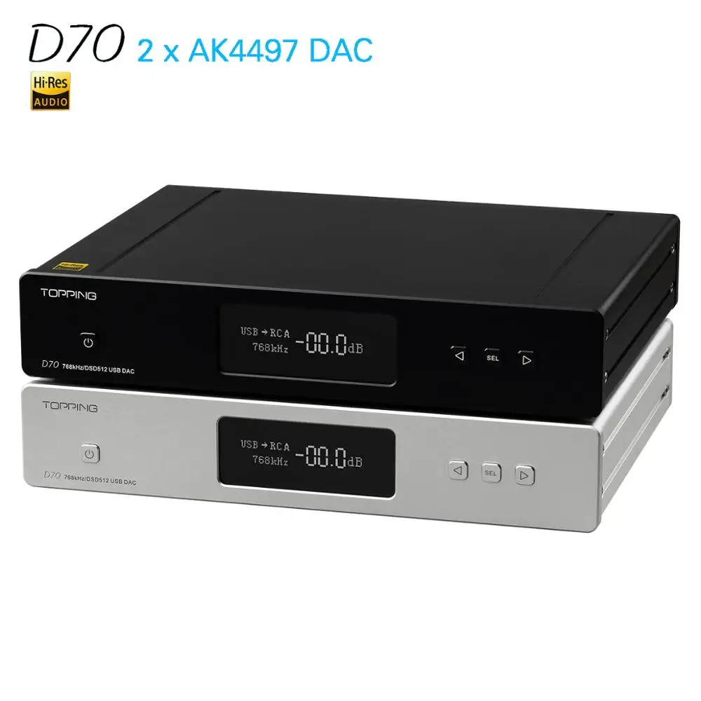 Новый TOPPING D70 AK4497 * 2 AK4118 USB DAC XMOS аудио DSD512 32 битный 768 кГц Настольный декодер