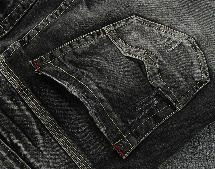 Итальянские винтажные Дизайнерские мужские джинсы темно-серого цвета, зауженные рваные джинсы, джинсовые штаны, брендовые классические мужские джинсы в байкерском стиле