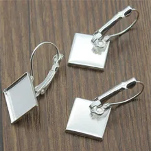 WYSIWYG 10 Uds 3 colores caben 12mm cabujón de cristal cuadrado Material de cobre pendientes de Base bisel Ajuste de pendientes la fabricación de la joyería DIY