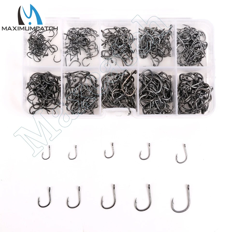 

Maximumcatch 450Pcs 10 Sizes Carbon Steel Fish Hooks Carp Fishing Jig Head Set Fishing Tackle Box Fishing Hook 3-12# Pesca