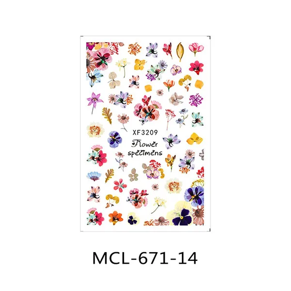 50 шт./партия японский 3D стикер для ногтей цветочный узор Летние маленькие свежие наклейки для ногтей DIY модные обертывания советы маникюрный Декор Инструменты - Цвет: MCL-671-14