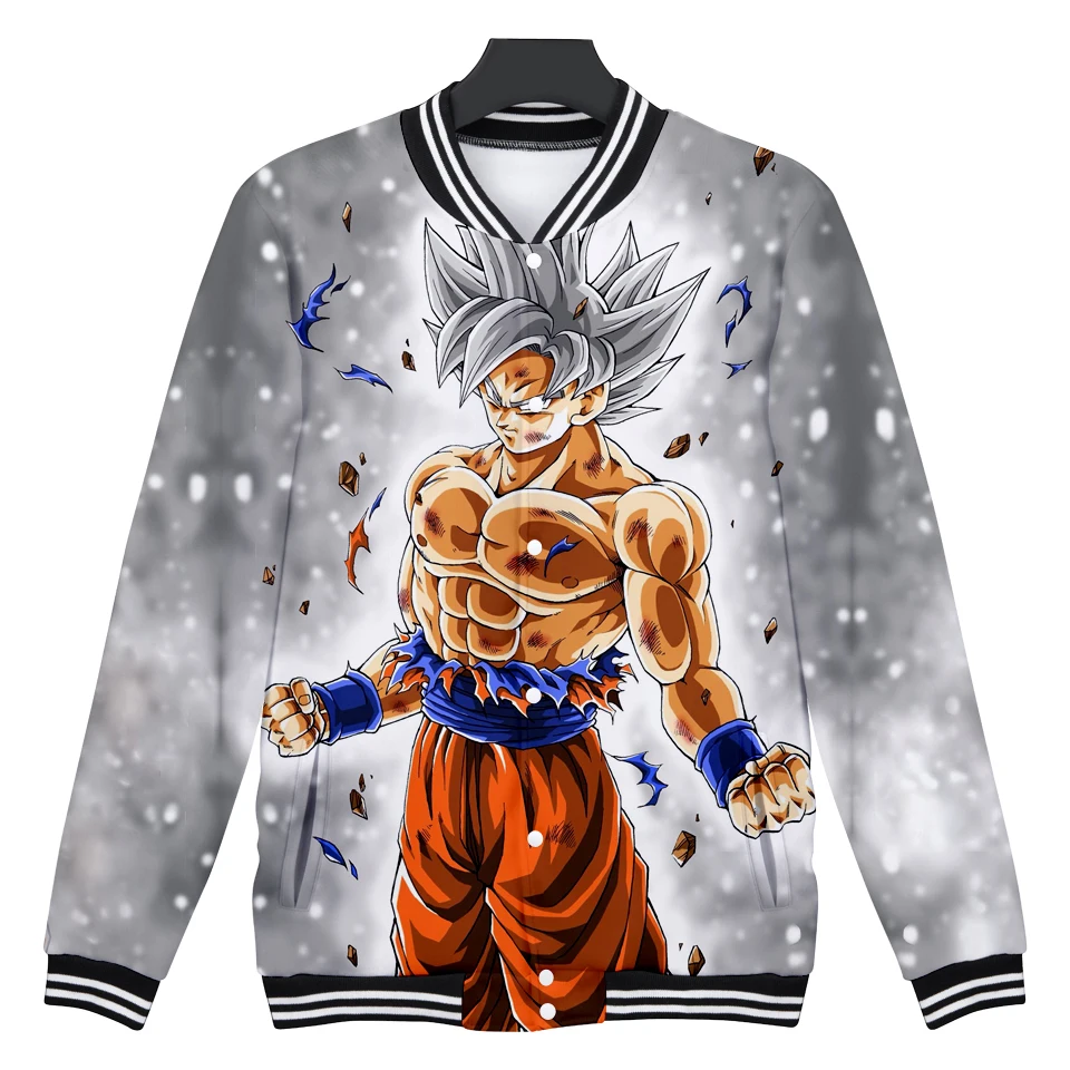 

KPOP DRAGON BALL baseball jacket Anime 3D print jackets women college jacket Super Saiyan Son Goku clothes baby girl 4XL clothes