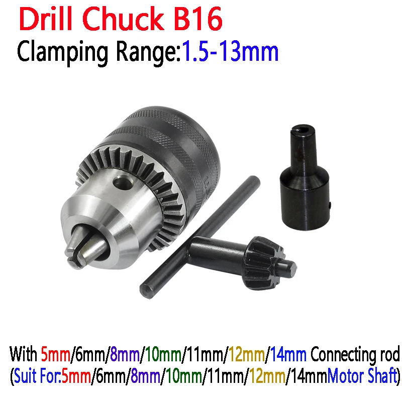 Hot Sale Key Type 1.5 13mm Capacity B16 Tapered Bore Drill Chuck With