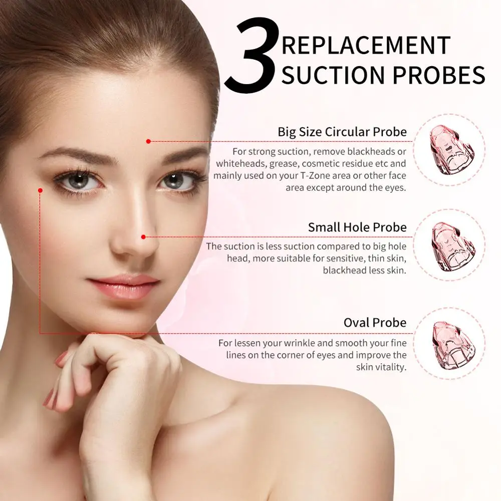 Comprar Limpiador de poros, ANLAN Extractor de puntos negros Blackhead Remover Eliminador de Puntos Negros Limpiador Facial Recargable con Pantalla LED, 3 Cabezales y 3 Modos para Espinillas y Acné