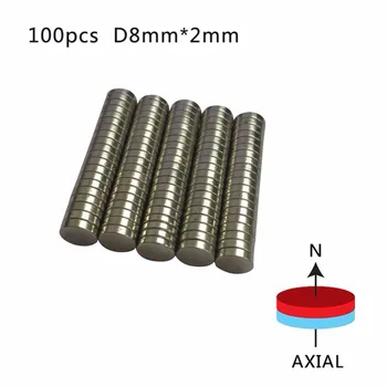 

Strong 10/20/50/100pcs Rare Earth NdFeB Magnet 8*2 mm Neodymium N50 Disc Magnets Round Cylinder Sheet Fridge 8*2mm