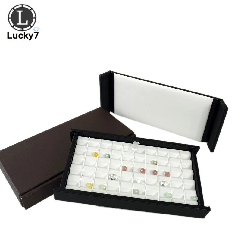 

Strip lattice position PU leather diamond box with magnet cover jewel box diamond storage leather box jewelry collection grid