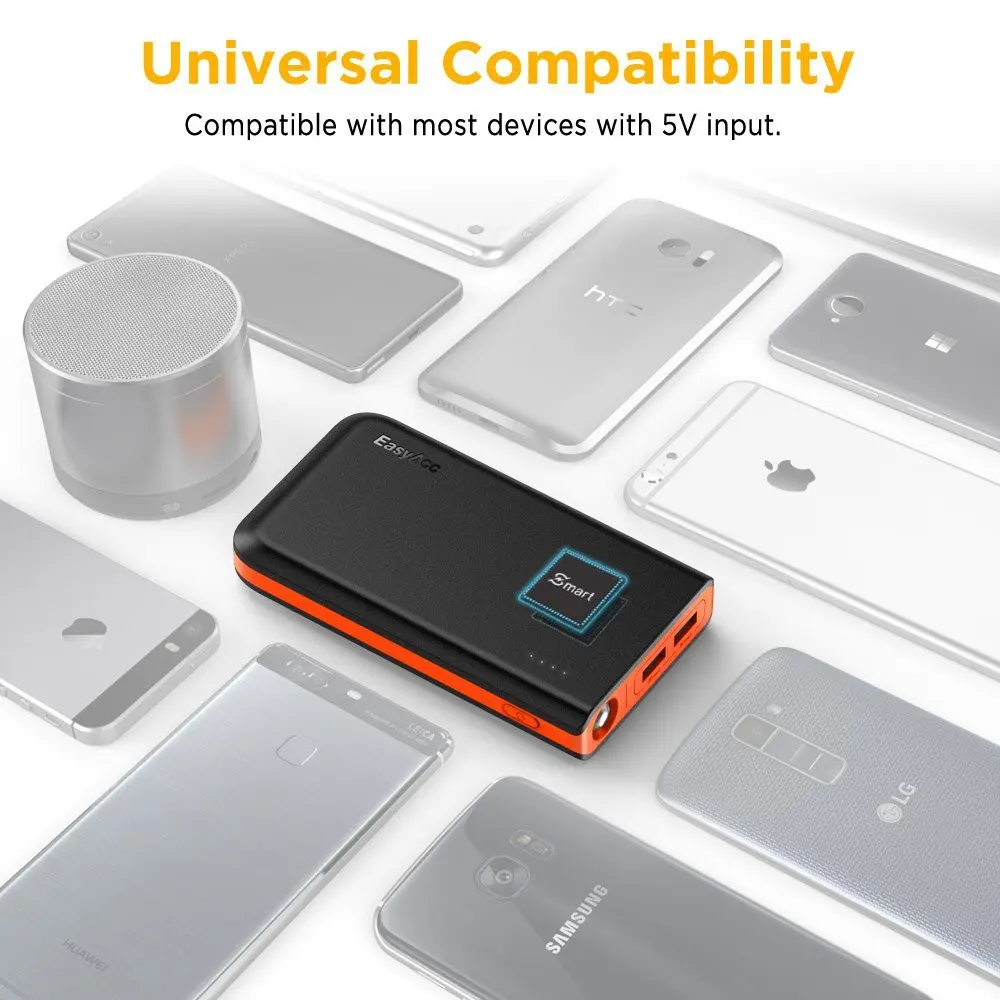 Внешний аккумулятор EasyAcc 13000 мАч два порта USB быстрая зарядка 18650 Внешнее зарядное