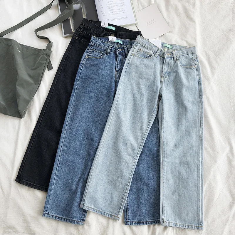 

2019 Autumn Vintage High Waist Jeans Women Straight Thin Denim Pants Women Basic Pants Jeans Boyfriend Mujer Cintura Alta