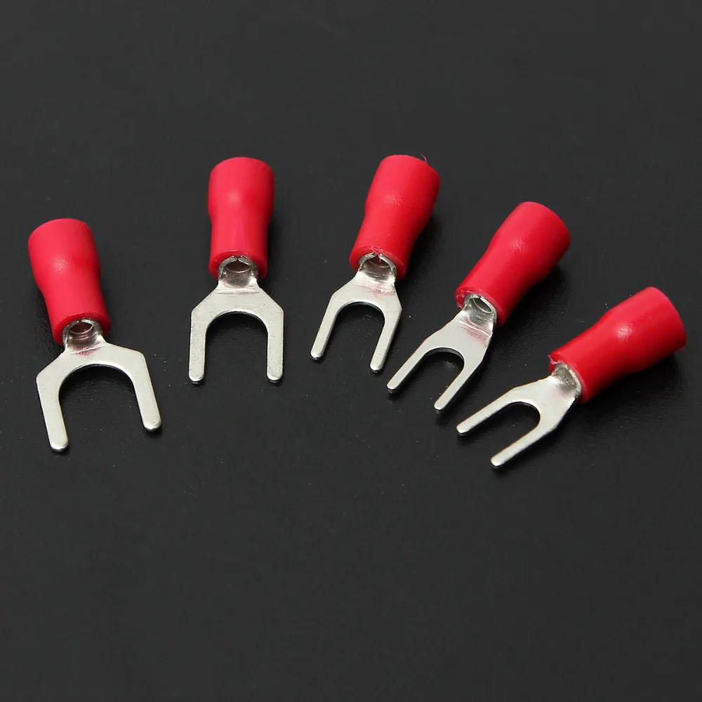 New high quality connector terminal 25pcs red insulated fork 0.5 1.5mm