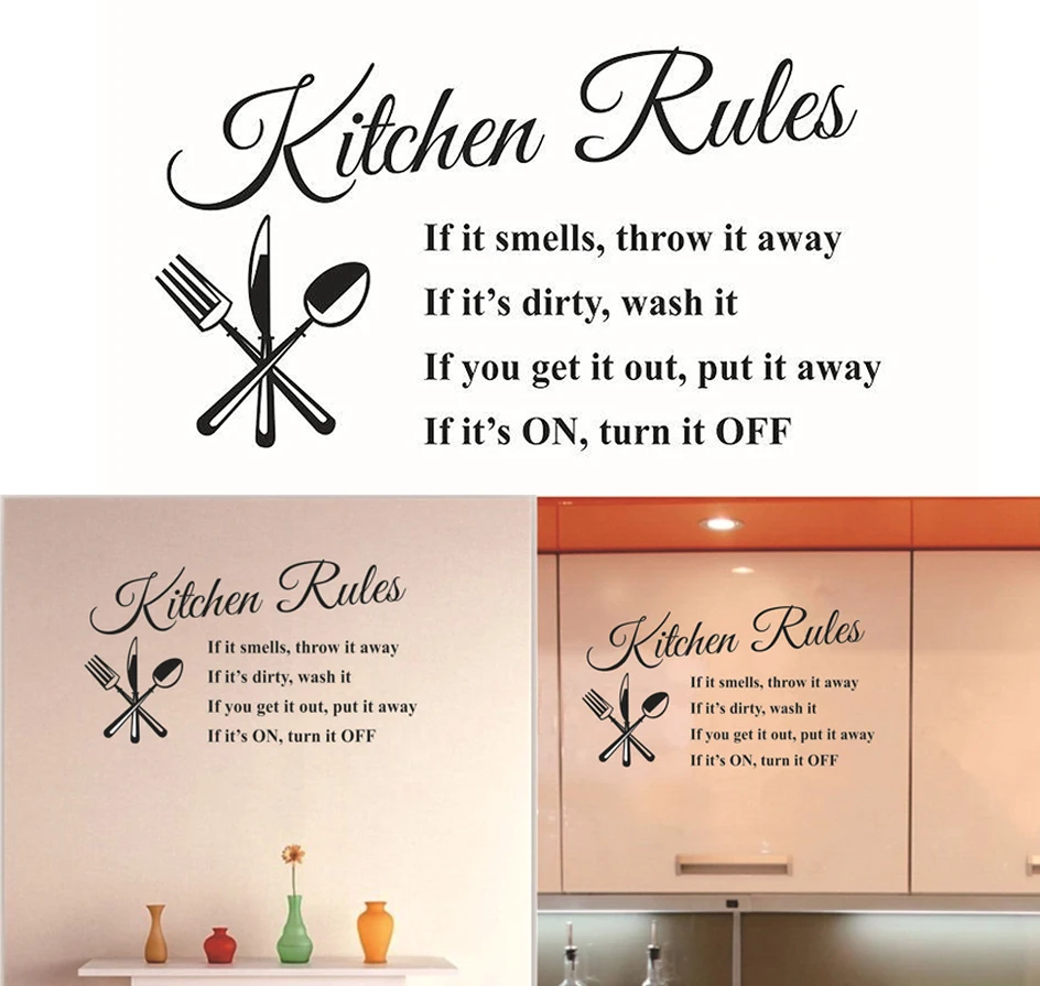 Kitchen Wall Stickers Letter Removable Wall Decals Vinyl Wall Art