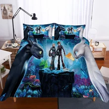Домашний текстиль 3D Дизайн Цифровая печать Комплект постельного белья пододеяльник наволочка постельное белье дропшиппинг Как приручить дракона
