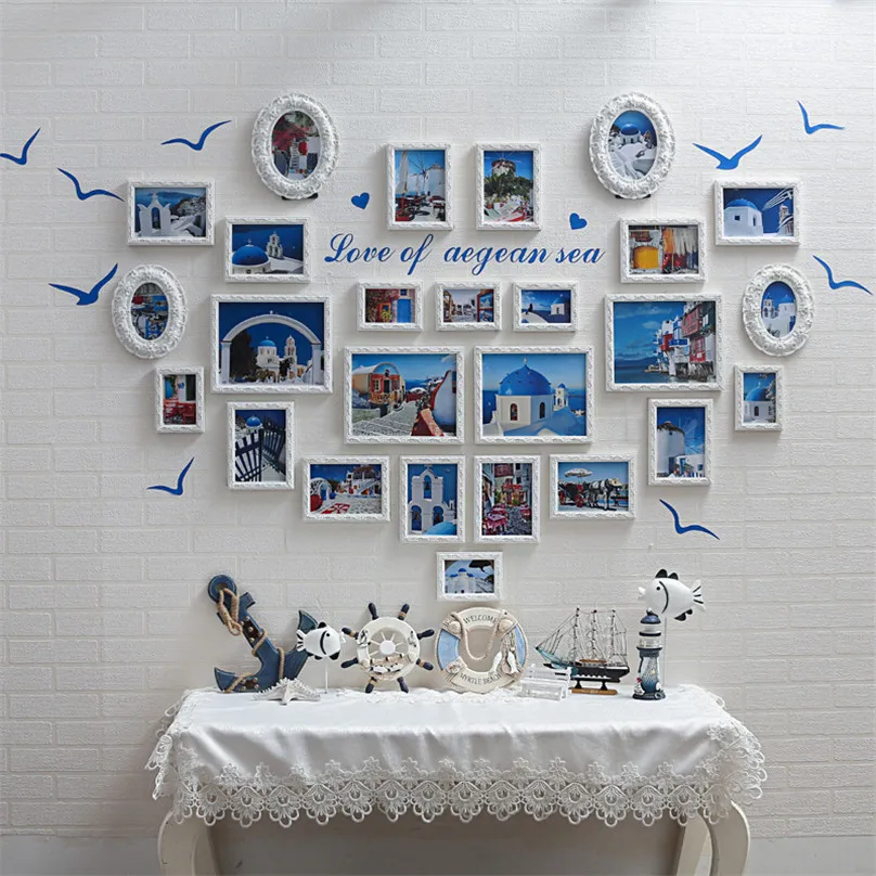

Mediterranean 4 Styles Photo Frame Set Collage Picture Frames Wall Photo Frame Wooden Picture Frame Sets Ijzeren Wanddecoratie