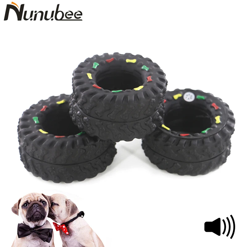 Nunubee Tyre Treads Tough Rubber Dog Toy Puppy Pet Chew Squeaky Sound